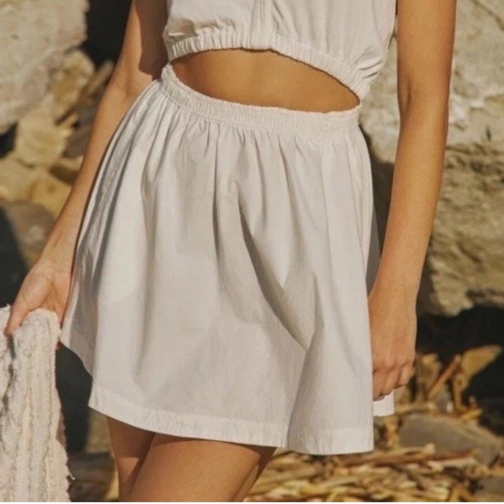 Anthropologie White Cut Out Dress XL New NWT Short Sleeve RARE SOLD OUT Cotton - Picture 2 of 11